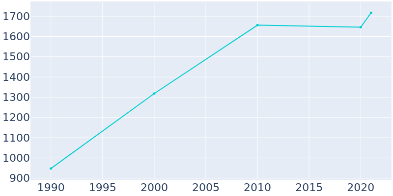 Population Graph For Johnson City, 1990 - 2022