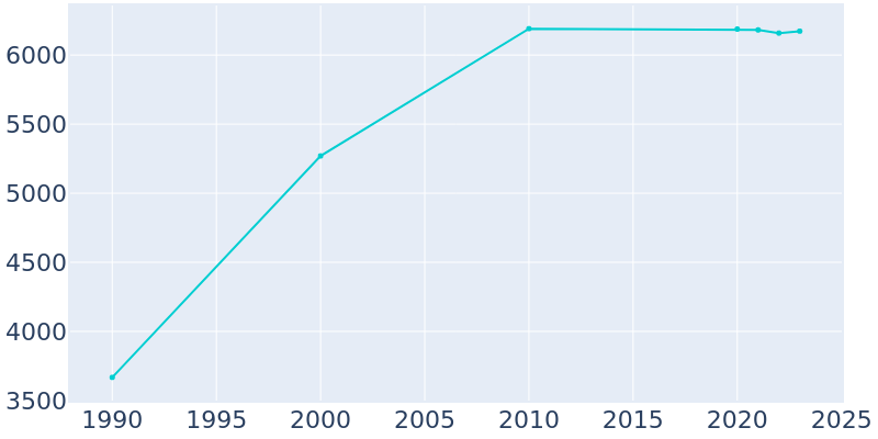 Population Graph For Braidwood, 1990 - 2022