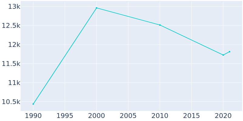 Population Graph For Brookhaven, 1990 - 2022