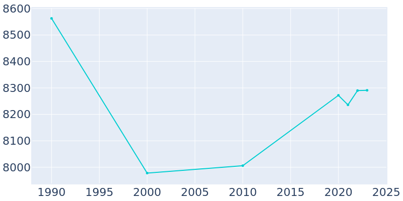 Population Graph For Brookhaven, 1990 - 2022