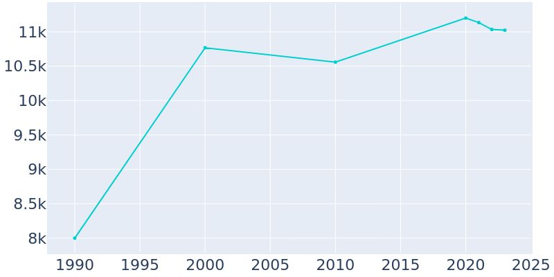 Population Graph For Burr Ridge, 1990 - 2022