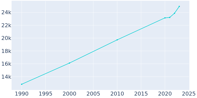 Population Graph For Cartersville, 1990 - 2022