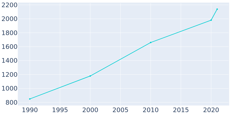 Population Graph For Driggs, 1990 - 2022