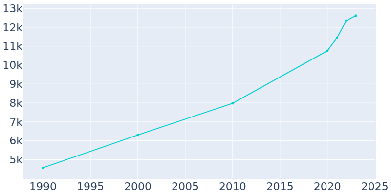 Population Graph For Granbury, 1990 - 2022