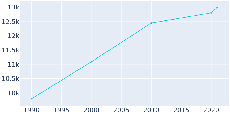 Population Graph For Mountain Home, 1990 - 2022