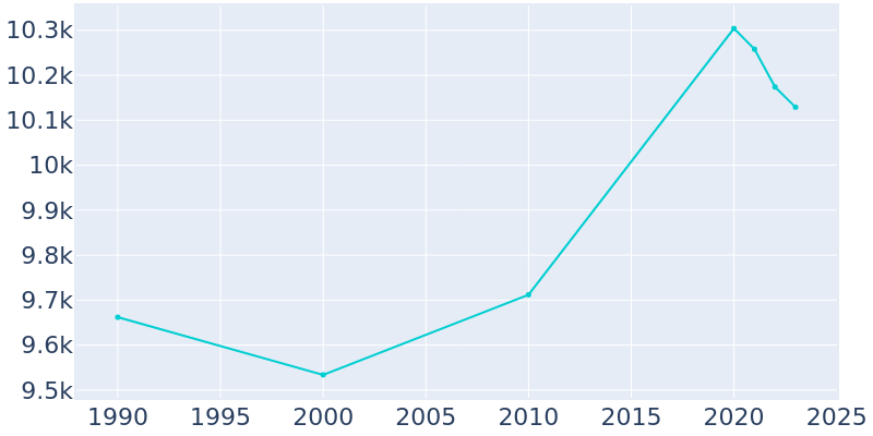 Population Graph For New Hyde Park, 1990 - 2022