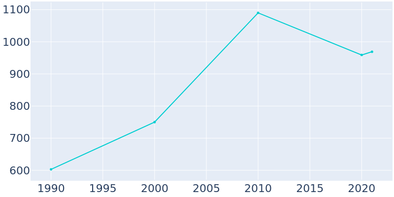 Population Graph For Ray City, 1990 - 2022