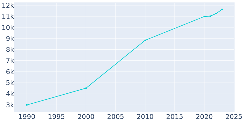 Population Graph For Rincon, 1990 - 2022