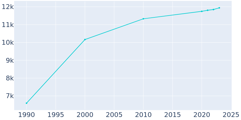 Population Graph For South Lyon, 1990 - 2022