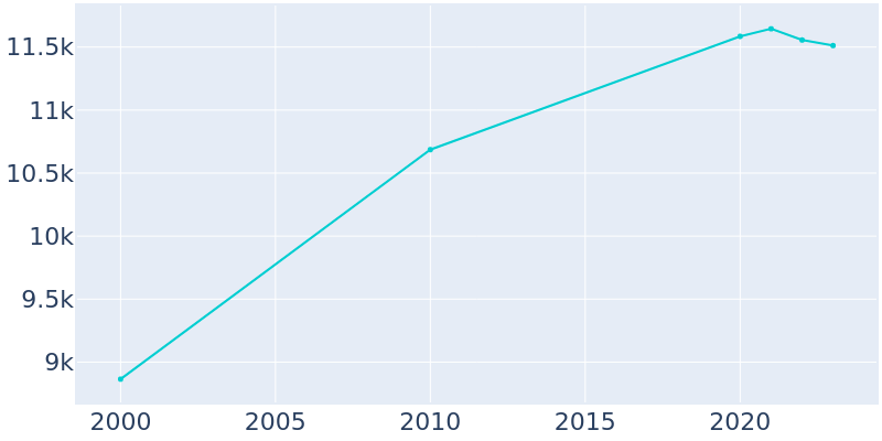 Population Graph For Woodbury, 2000 - 2022